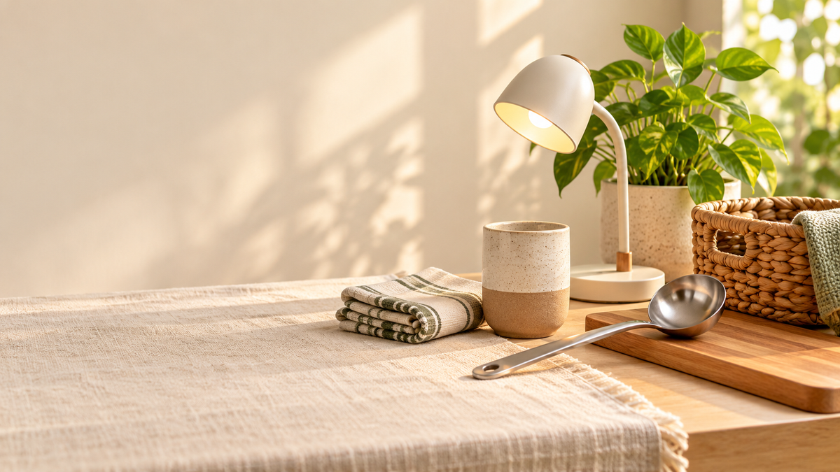 Warm home essentials still life for Karo Kart
